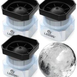 Silicone Freezer Press Sphere Ice Ball Maker Mold, 3 Pack for Large Round Cra...